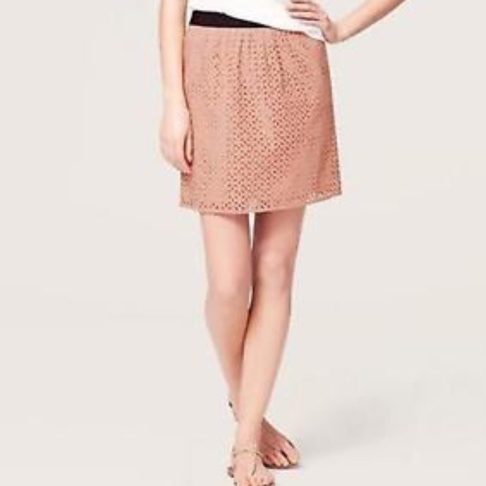 Loft Blush Pink Eyelet Skirt Size 6P